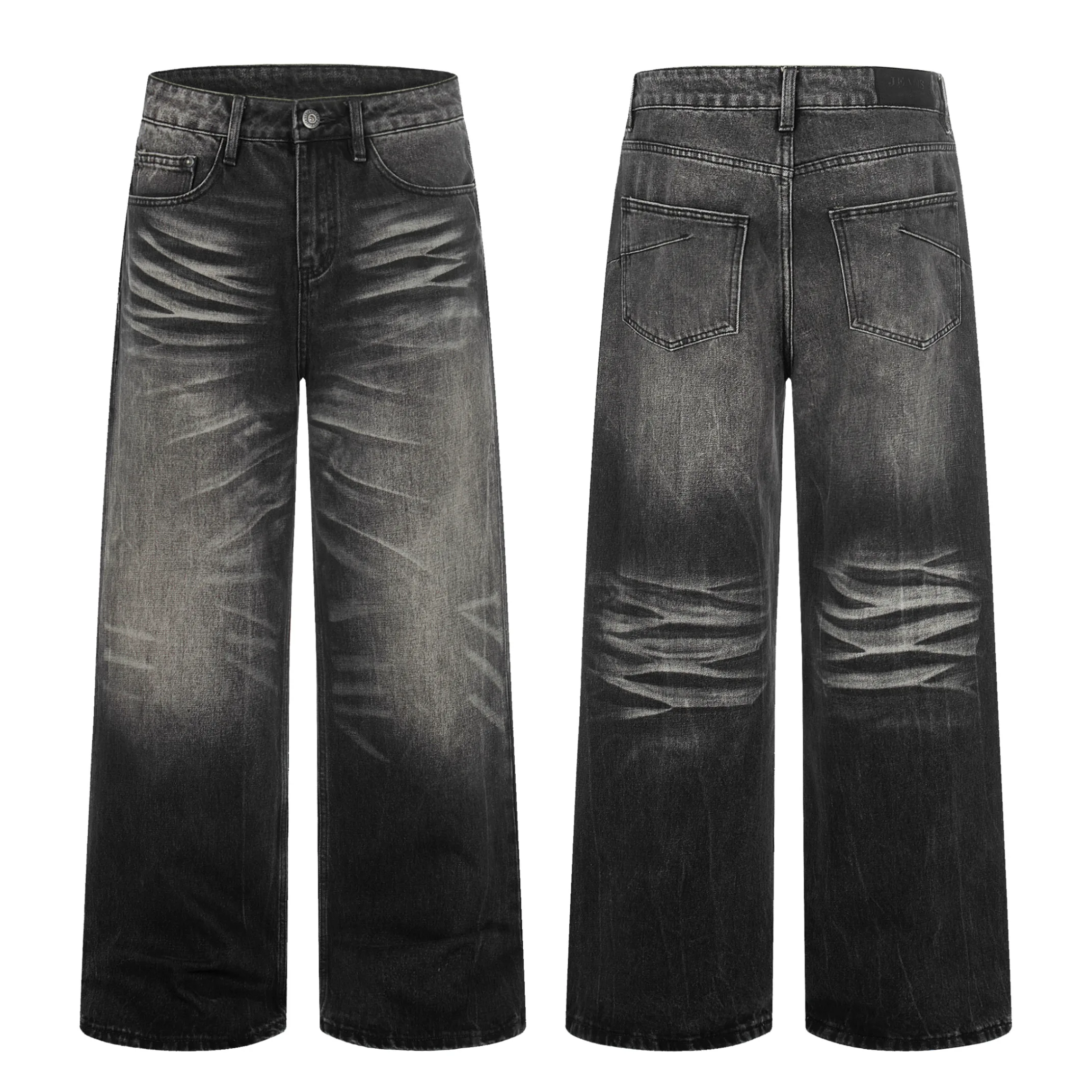 evil yıkama qara baggy jeans